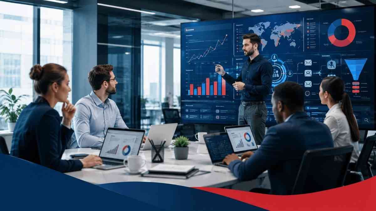 Valor Marketing team reviewing B2B data, analytics and marketing strategy