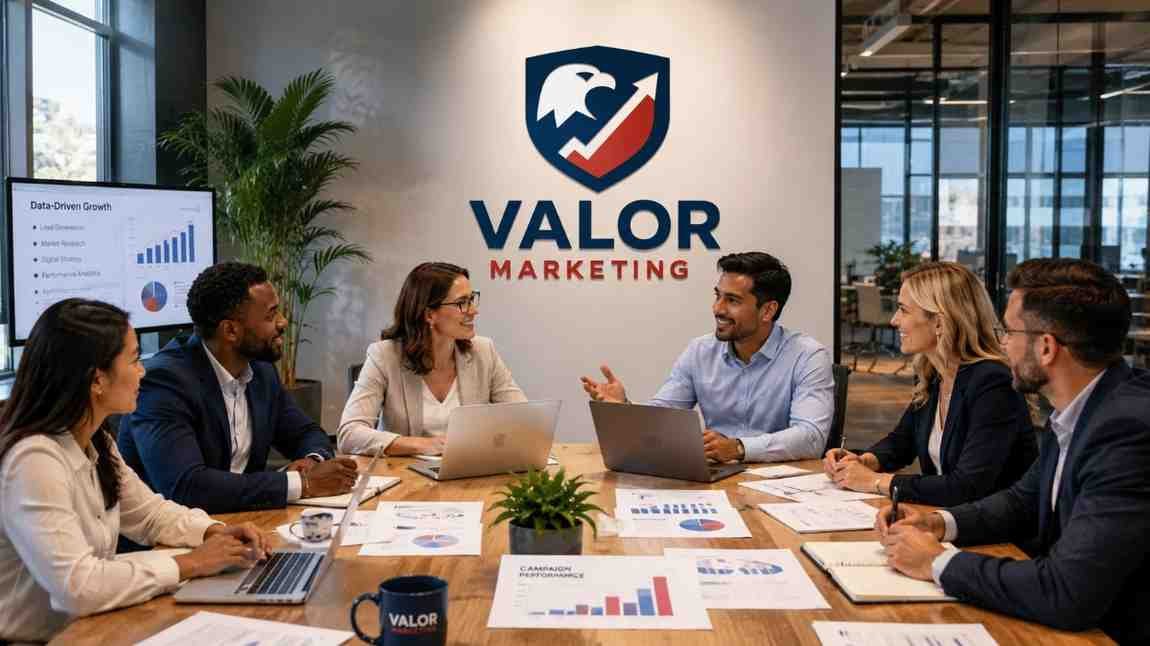 Valor Marketing team collaborating on B2B data, lead generation and marketing strategy