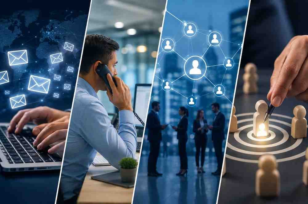 Multi-channel B2B lead generation across email, sales outreach, professional networking and account targeting